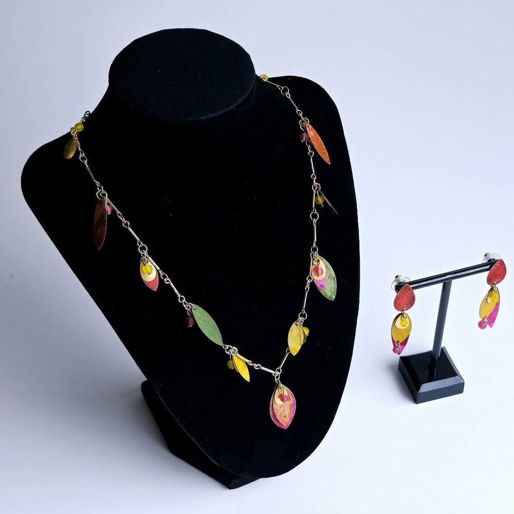 Necklace and Earrings Set in Fall Colors
